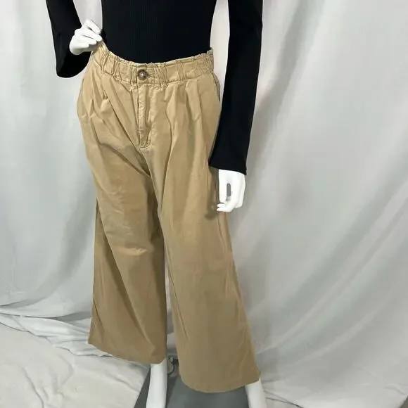 Loft Khaki Wide Leg Pants with Pockets Size Medium - Picture 2 of 8